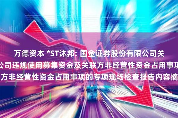万德资本 *ST沐邦: 国金证券股份有限公司关于江西沐邦高科股份有限公司违规使用募集资金及关联方非经营性资金占用事项的专项现场检查报告内容摘要