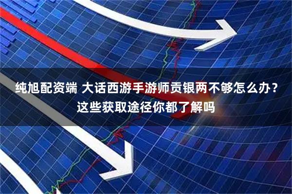 纯旭配资端 大话西游手游师贡银两不够怎么办？这些获取途径你都了解吗